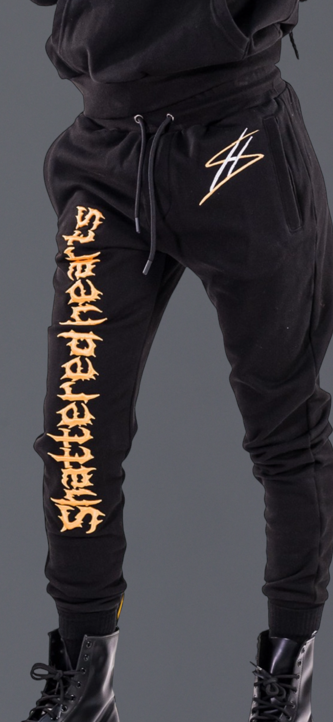 SHATTERED 3D SWEATPANTS | BLACK | ORANGE