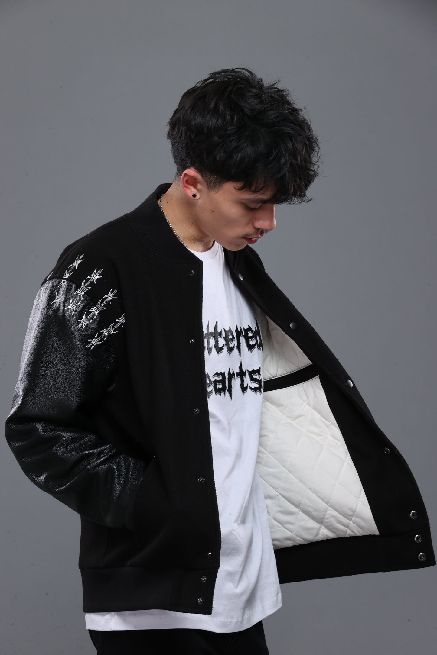 SHATTERED VARSITY JACKET | BLACK