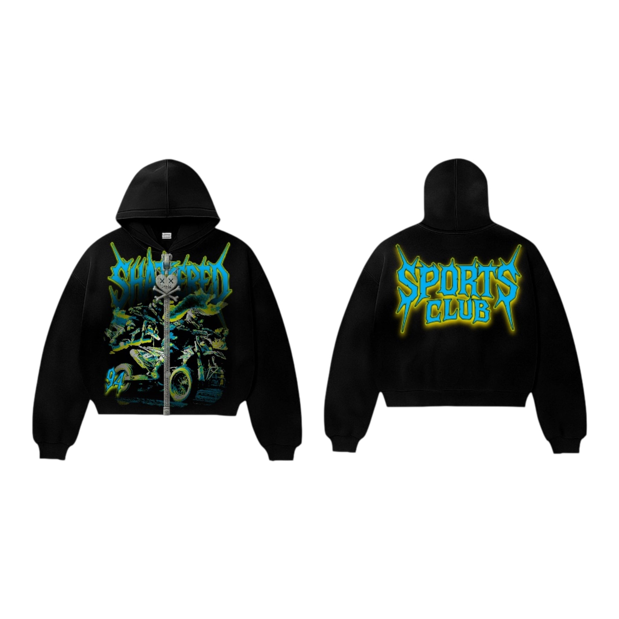 SPORTS CLUB HOODIE | BLACK – Shattered Hearts