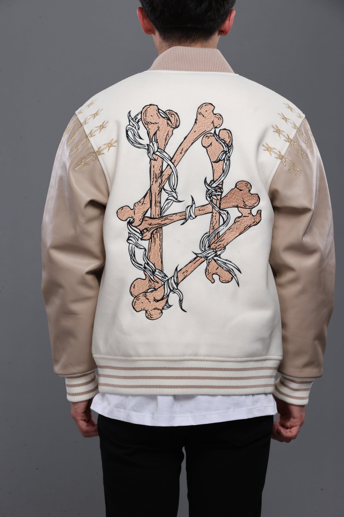 SHATTERED VARSITY JACKET | IVORY