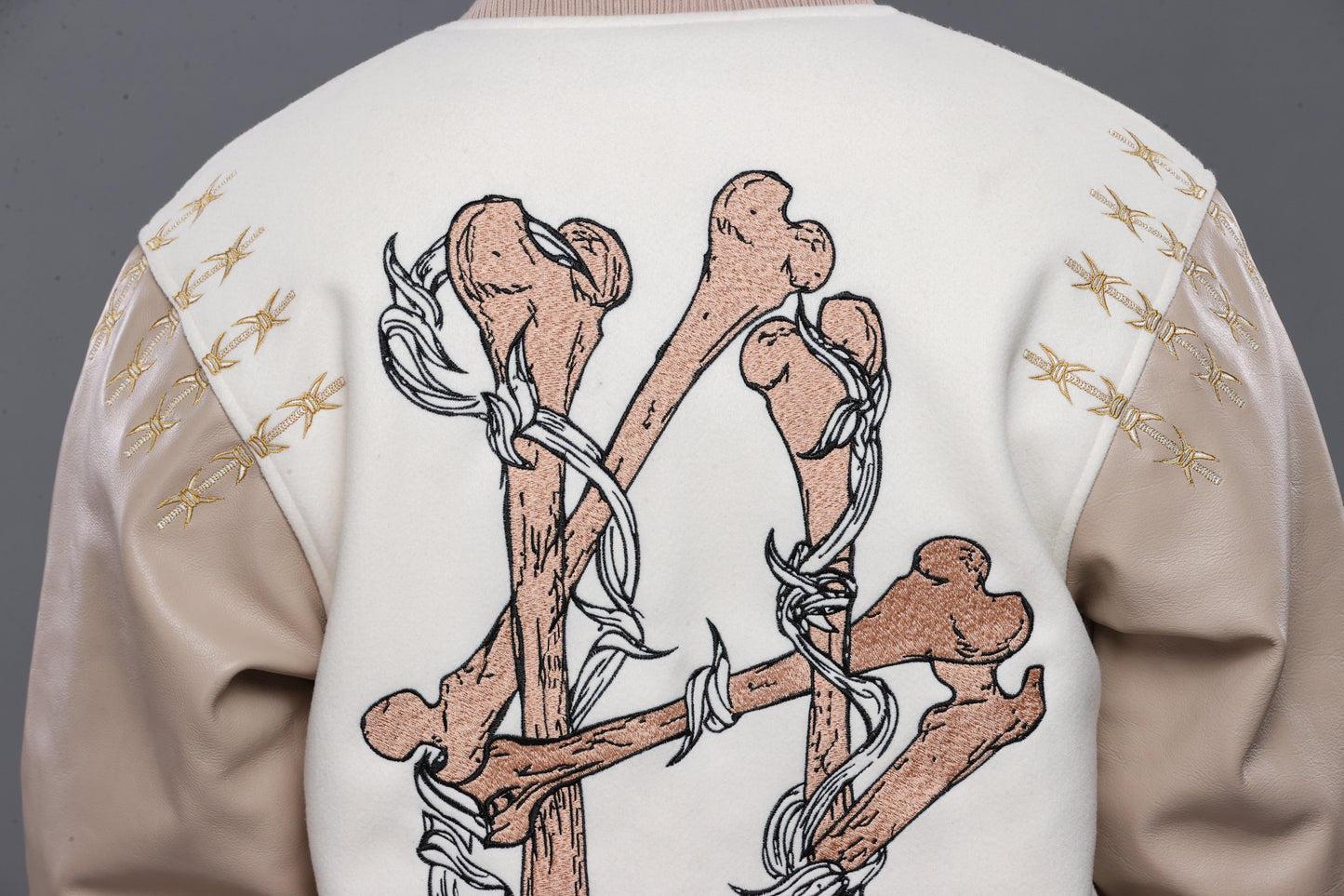 SHATTERED VARSITY JACKET | IVORY