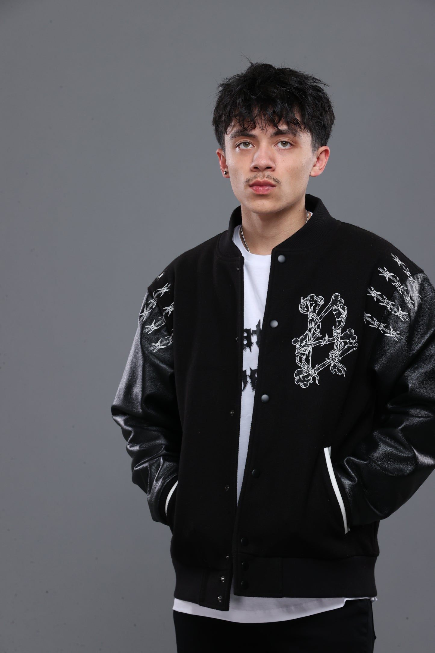 SHATTERED VARSITY JACKET | BLACK