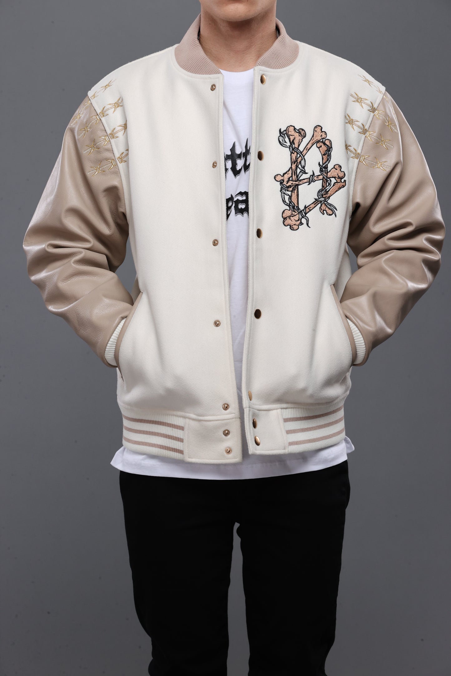 SHATTERED VARSITY JACKET | IVORY