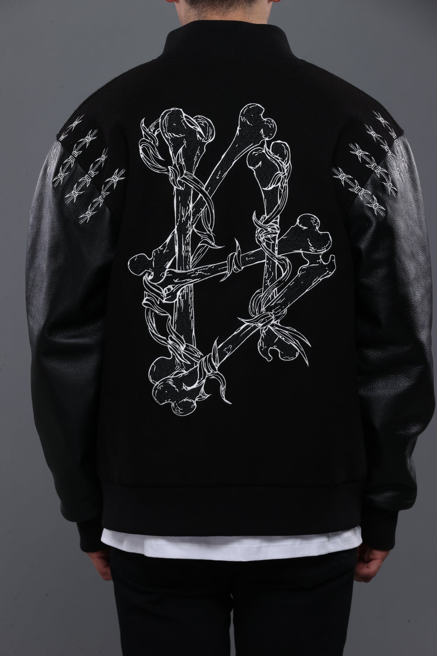 SHATTERED VARSITY JACKET | BLACK