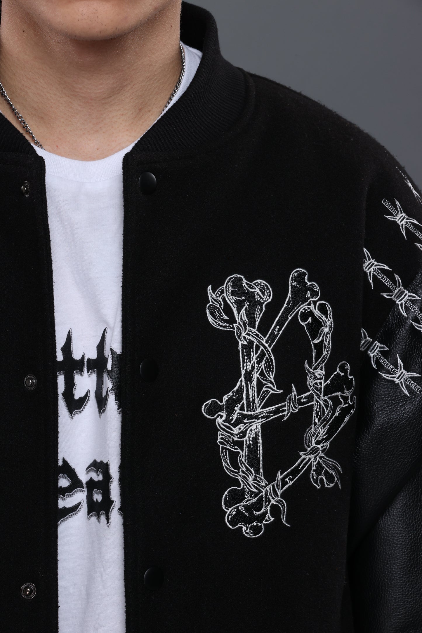 SHATTERED VARSITY JACKET | BLACK