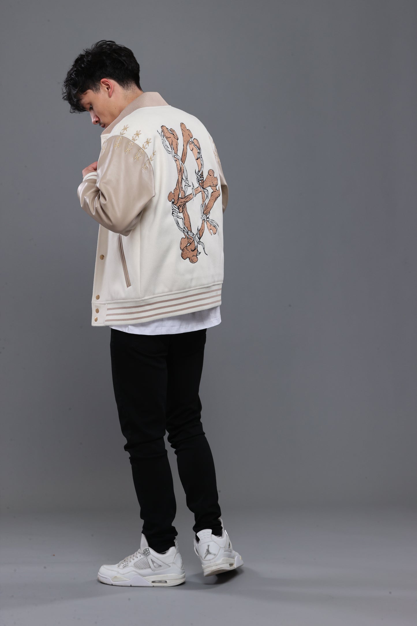 SHATTERED VARSITY JACKET | IVORY