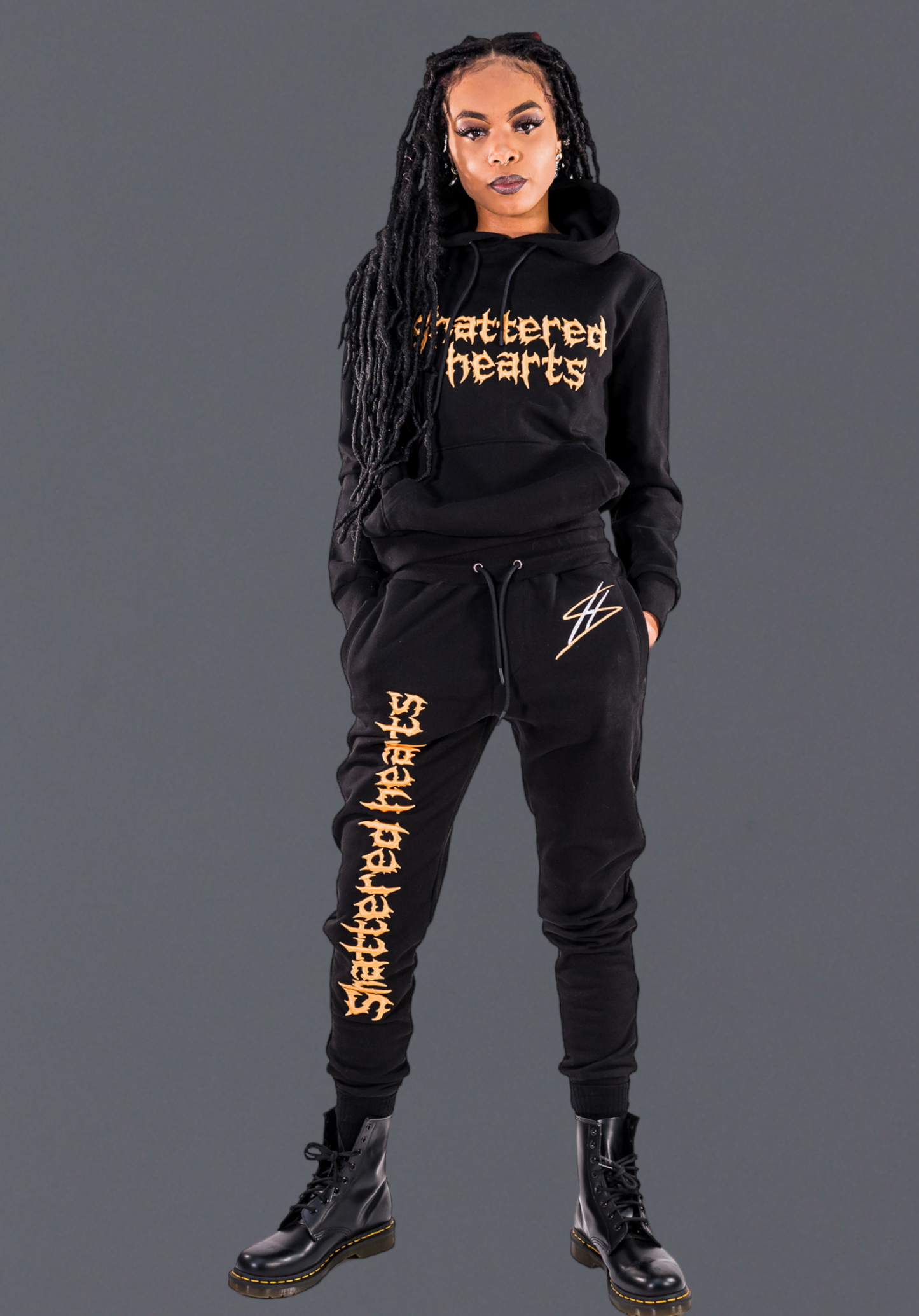 SHATTERED 3D SWEATPANTS | BLACK | ORANGE