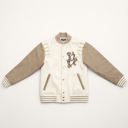 SHATTERED VARSITY JACKET | IVORY