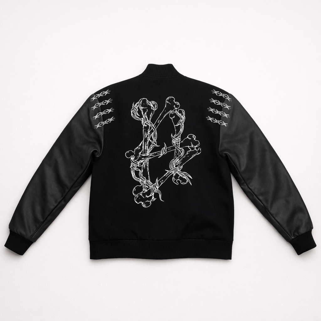 SHATTERED VARSITY JACKET | BLACK
