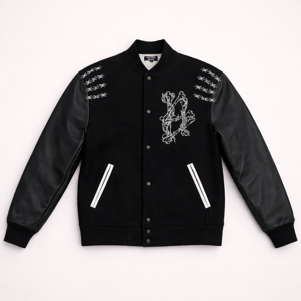SHATTERED VARSITY JACKET | BLACK