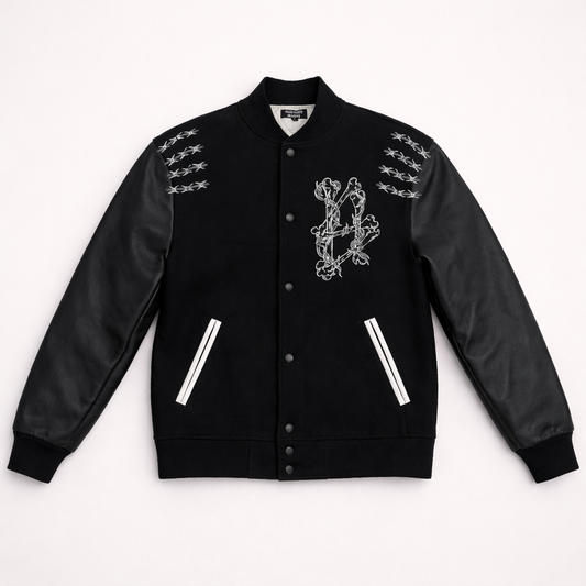 SHATTERED VARSITY JACKET | BLACK