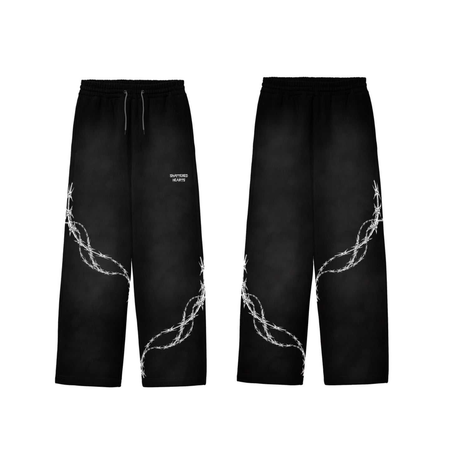 BARBED WIRE OPEN BOTTOM PANTS | BLACK