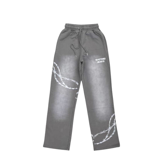 BARBED WIRE OPEN BOTTOM PANTS | GRAY