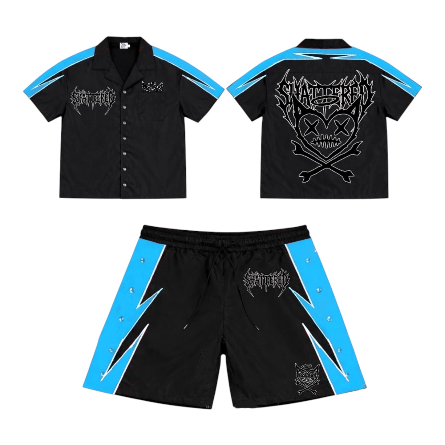 SHATTERED NYLON SET | BLACK