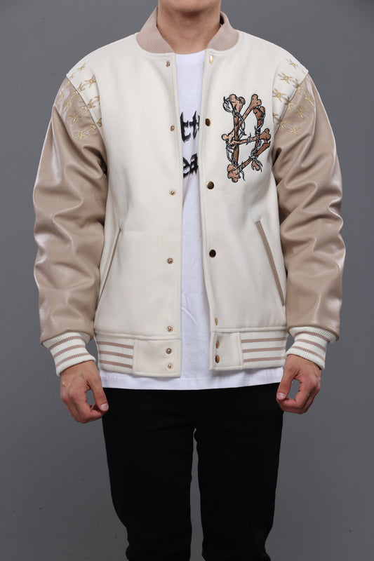 SHATTERED VARSITY JACKET | IVORY