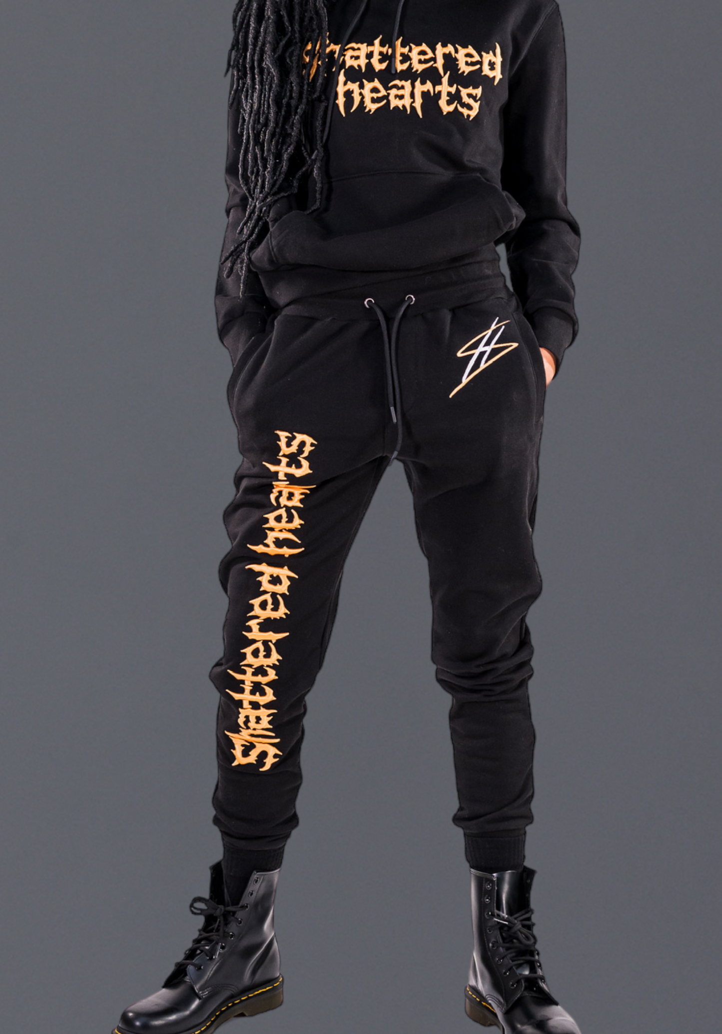 SHATTERED 3D SWEATPANTS | BLACK | ORANGE