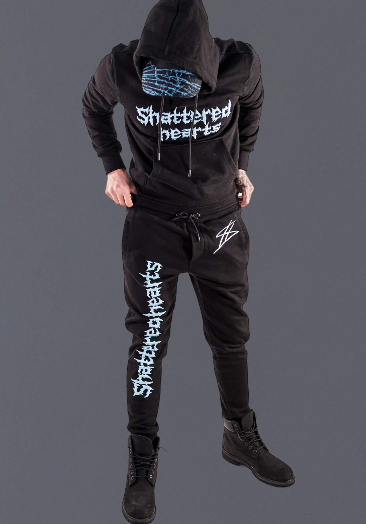 SHATTERED 3D SWEATPANTS | BLACK | BLUE