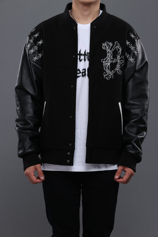 SHATTERED VARSITY JACKET | BLACK