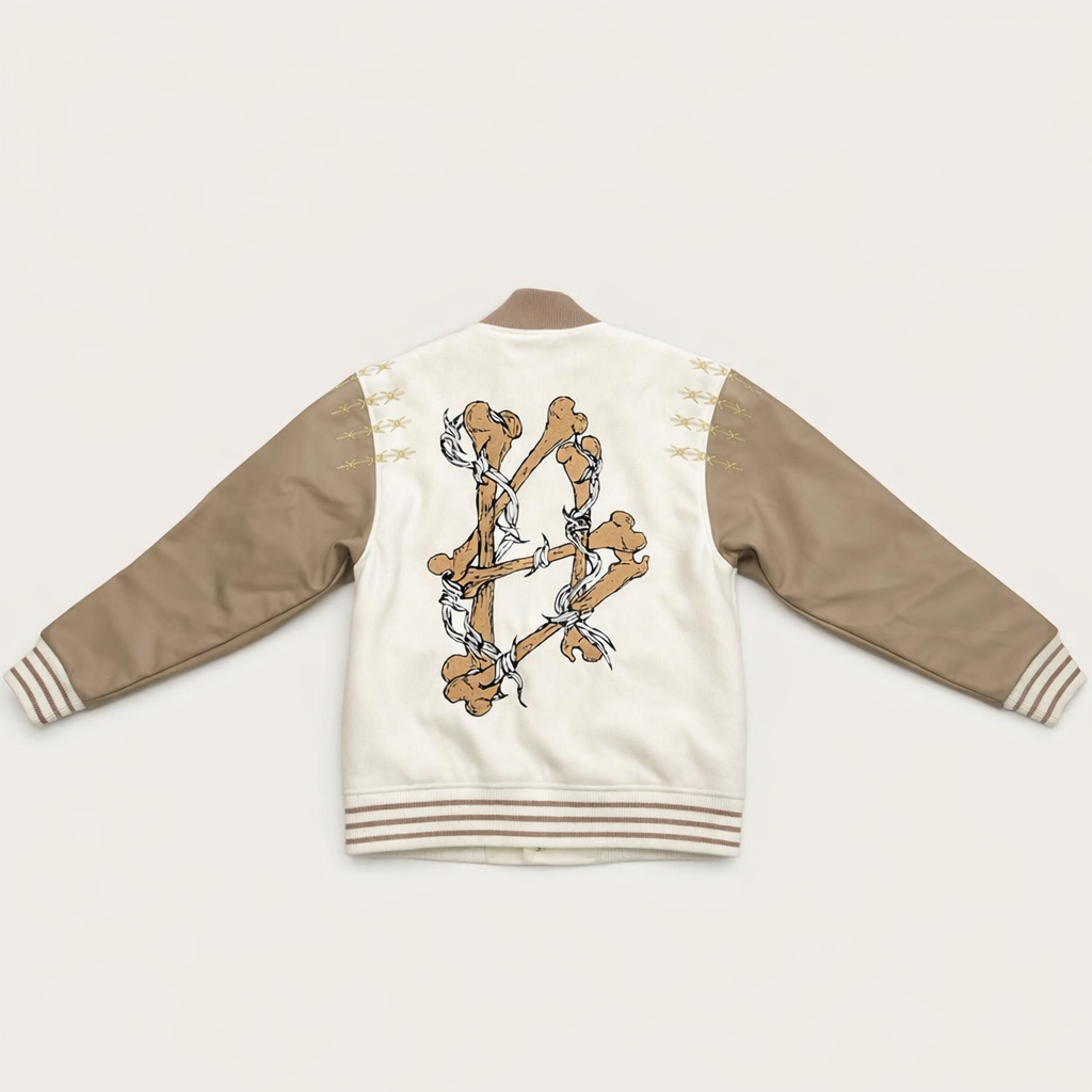 SHATTERED VARSITY JACKET | IVORY