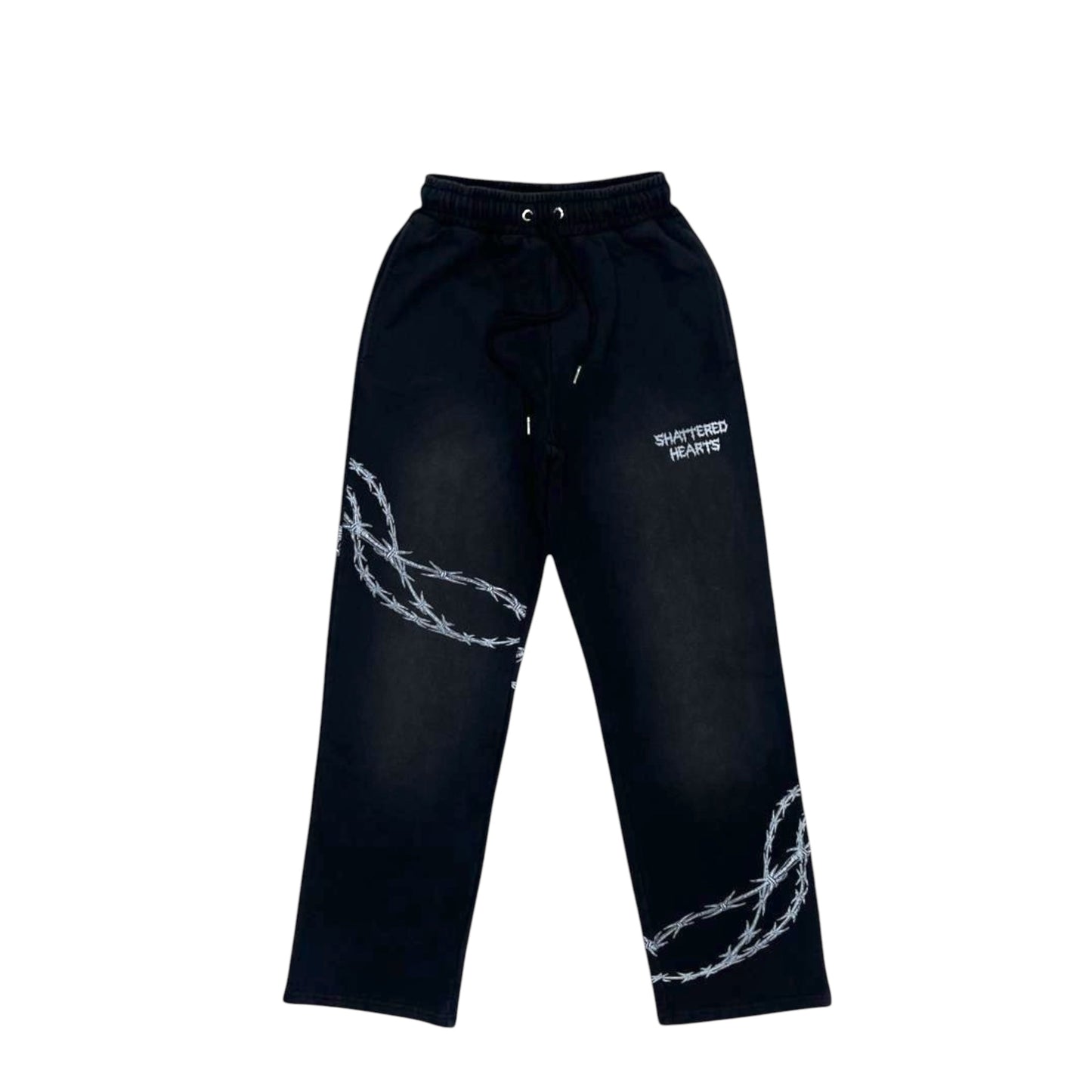 BARBED WIRE OPEN BOTTOM PANTS | BLACK