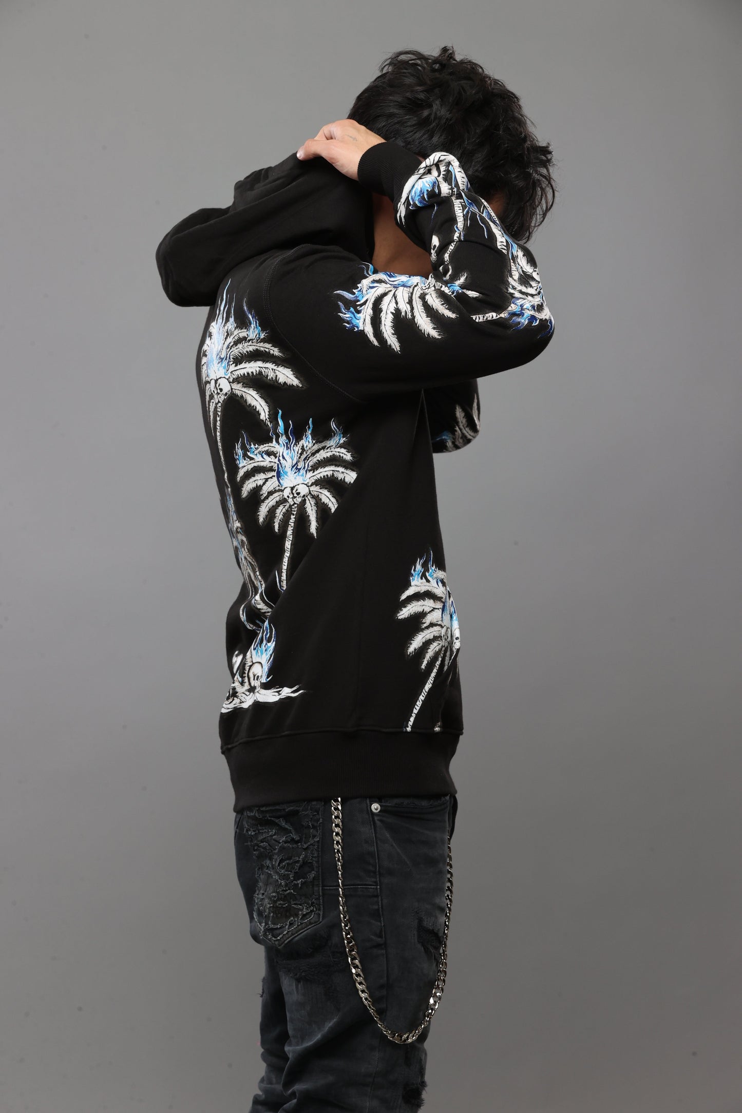 PALMS FLAME HOODIE | BLACK